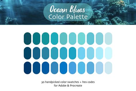 Ocean Blues Procreate & Adobe Digital Color Palette / Descarga ...