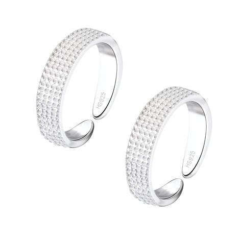 HighSpark Dotted Embossed Toe Rings - Band Rings - 925 Sterling Silver ...