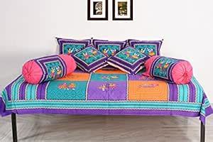Buy RajasthaniKart Traditional 8 Piece Diwan Set - 100%Cotton Online at ...