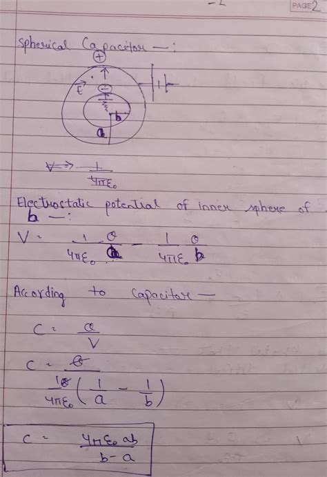 derive an expression for spherical capacitor - Brainly.in