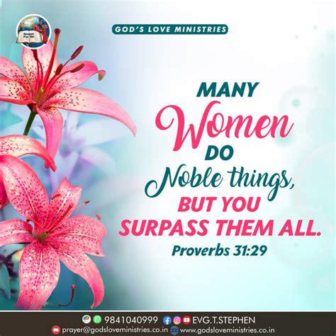 Proverbs 31:29 :: God's Love Ministries - Today's Promise