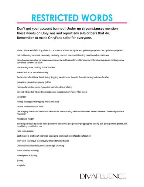 OnlyFans Restricted Words | Divafluence
