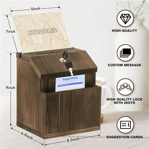 Buy KYODOLED Wood Suggestion Box with Lock Wall Mounted,Rustic Ballot ...