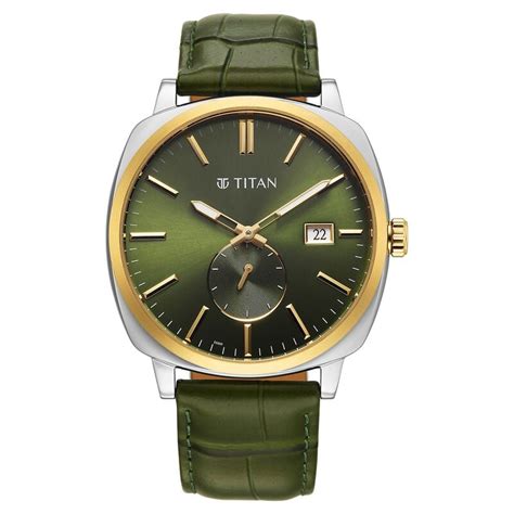 Buy Online Titan Classique Suave Analog with Green Dial Green Leather ...