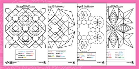 Rangoli Patterns Colouring Pages (teacher made) - Twinkl