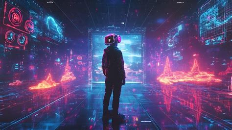 Futuristic cyberspace with neon lights and digital landscapes | Premium ...