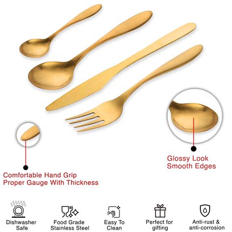 Cyra - Gold PVD Coated Premium Stainless Steel Cutlery Set with Portab