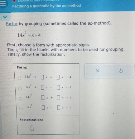 Image result for Factoring Polynomials AX Bx C Using the AC Method