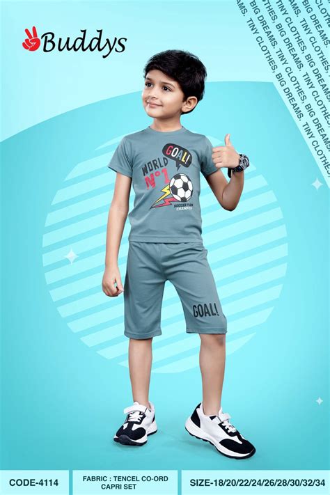 Code 4114 Buddyz Tencil Boys Capri Night Suit Exporter India – Kavya ...