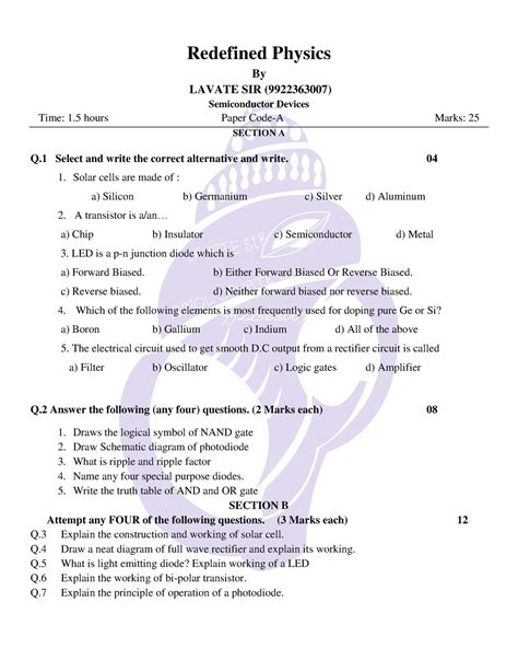 Test Semiconductor divises A - Redefined Physics By LAVATE SIR ...