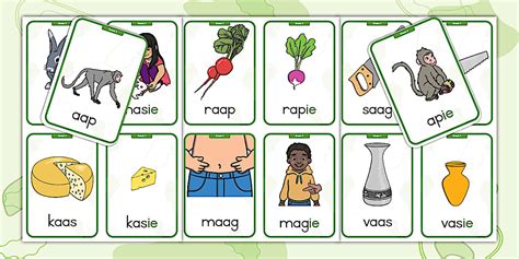 Graad 3 Klanke: Verkleinwoorde roos-rosie Flitskaarte