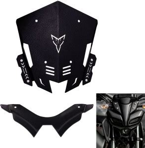 Vagary Combo of Black Metal Visor With Winglet for Yamaha MT 15 Bike ...
