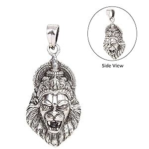 Mahi Rhodium Plated Oxidised Laxmi Narasimha Swamy Unisex Pendant ...