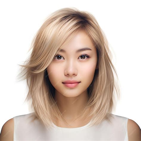 Premium Photo | Asian blonde girl with a fashionable hairstyle styling ...