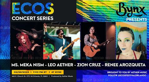 Ecos Concert Series: Ms Meka Nism, Leo Aether, Zion Cruz, Renee ...