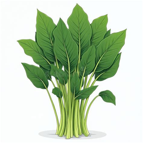 Vibrant Line Art Illustration of Water Spinach. Detailed Botanical ...