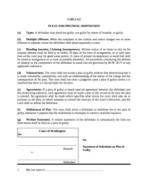 PLEAS AND PRETRIAL DISPOSITION Doc Template | pdfFiller