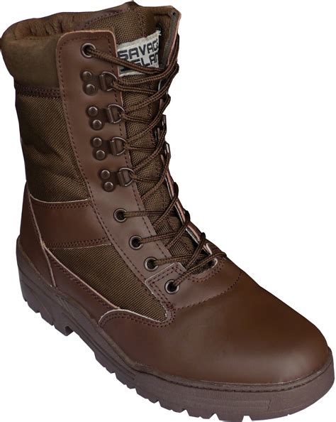 Savage Island Combat Boots Patrol Brown Army Leather: Buy Online in ...