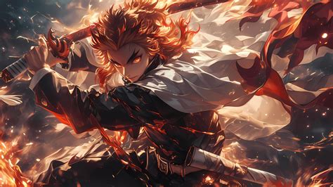 Demon Slayer: Kimetsu no Yaiba Wallpaper 4K, Kyojuro Rengoku, 5K