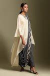 Buy Cream Dhoti Pant , Kurta Pearl, Resham And Work High Low & Set For ...