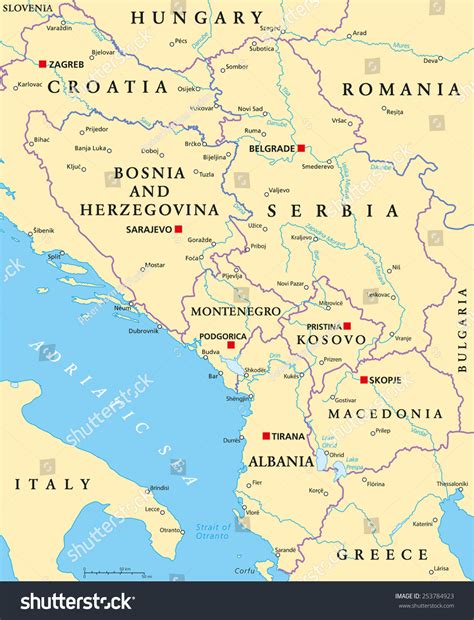 Central Balkan Political Map Formed By Stock Vector 253784923 ...