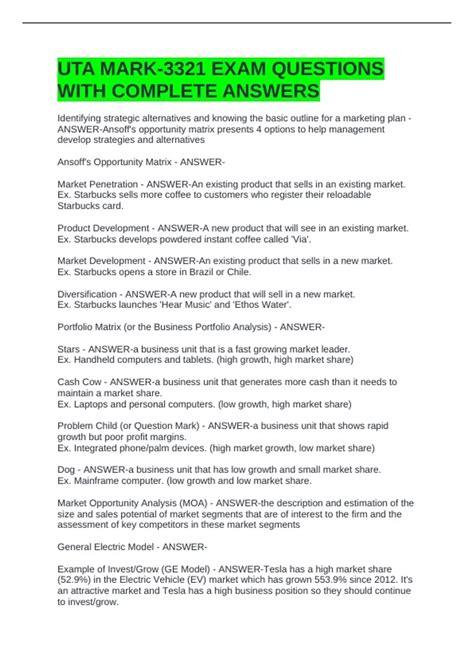 UTA MARK-3321 EXAM QUESTIONS WITH COMPLETE ANSWERS - UTA - Stuvia US