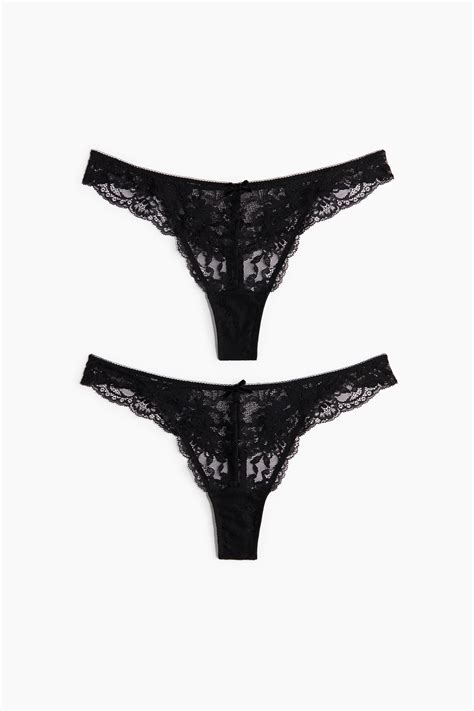 2-pack lace thong briefs - Black - Ladies | H&M IN