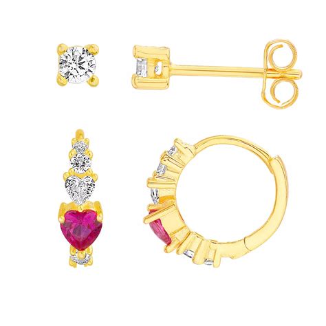 petit cheris Kids' 14k Gold Over Sterling Silver Red Cubic Zirconia ...
