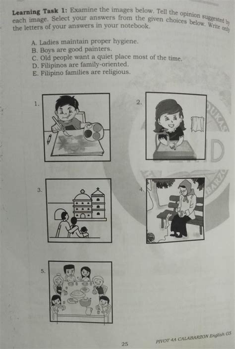 Learning Task 1: Examine the images below. Tell the opinion suggested ...