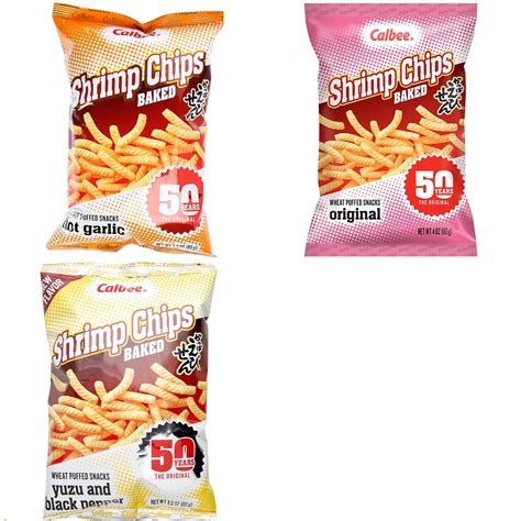 Calbee Shrimp Chip and Jagarico 3 Flavor Mix Bundle(Shrimp Hot Garlic ...