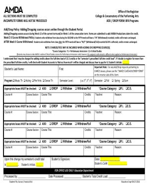 Fillable Online Add/drop Form for Bfa Programs Fax Email Print - pdfFiller