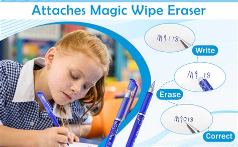 like it Blue Ink Erasable Gel Pen Set with attached Magic Wipe Eraser ...