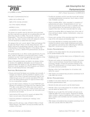 Fillable Online fremontcouncilpta Parliamentarian Job Description ...
