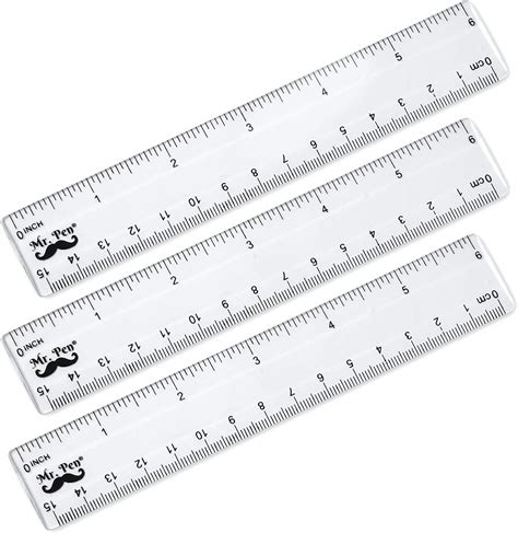 Mr. Pen- Ruler, 6 inch Ruler, Pack of 3, Clear Ruler, Plastic Ruler ...