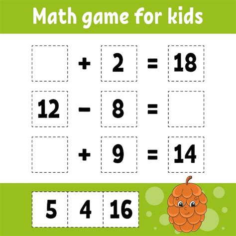 Math game for kids education developing worksheet activity page with ...
