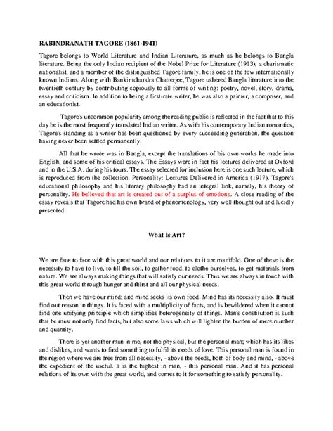 Rabindranath Tagore: A Study of Art and Personality in Cultural Context ...