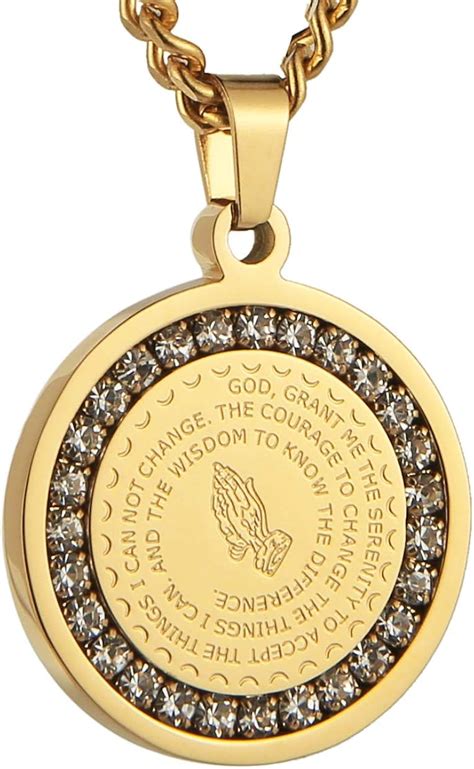 Buy HZMAN Bible Verse Prayer Necklace Christian Jewelry Gold Stainless ...