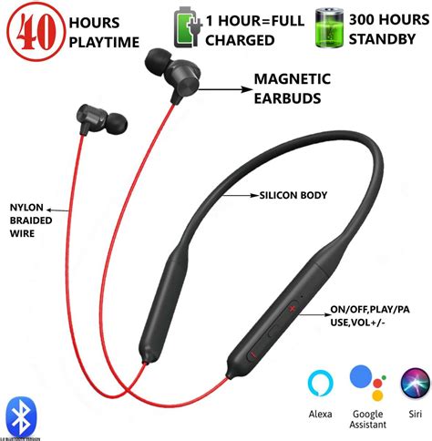 T60 Bullets Wireless Z Bass Edition Neckband headphone with 40 hr ...