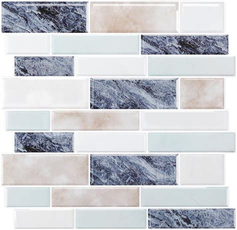 VEELIKE Peel and Stick Tile Backsplash Blue Carrara Stick on Backsplash ...