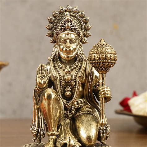 Buy Pure Brass Superfine Lord Hanuman Idol - 4.5 inch - Budhshiv.com