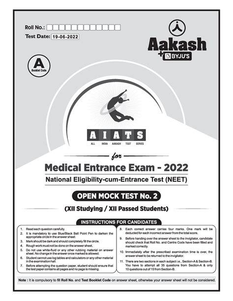 Aiats-2022 (CF+OYM) Open Mock Test-2 Code-A 19 - Medical - Studocu