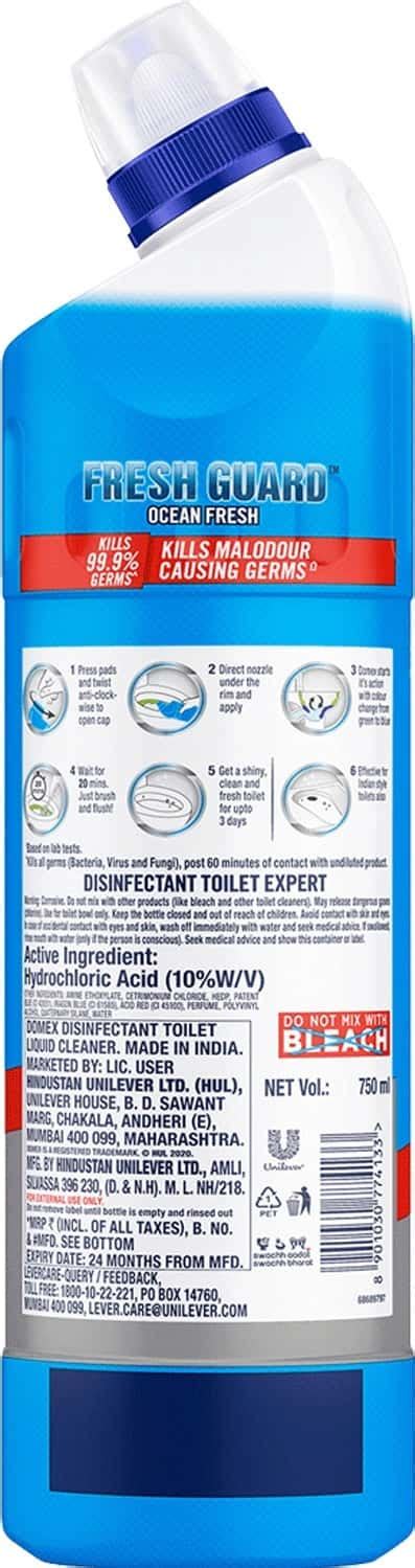 Buy DOMEX FRESH GUARD OCEAN FRESH DISINFECTANT TOILET CLEANER - 750 ML ...
