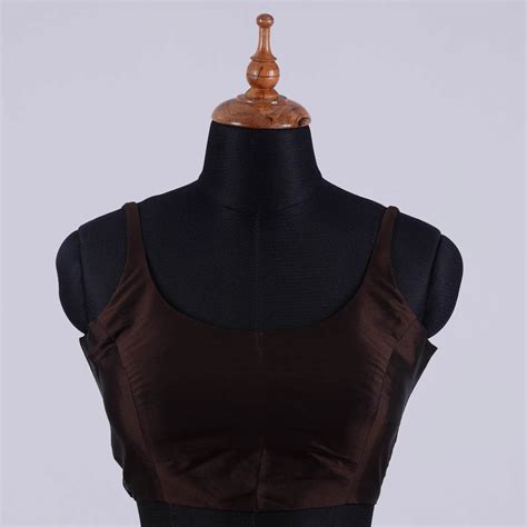 Brown Sleeveless Blouse with Round Neck By Adi Akshoy