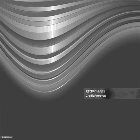 Abstract Glossy Gray Shade Metallic Wavy Bands On Black Background High ...