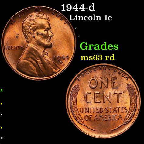 1944-D Lincoln Cent 1c Grades MS63 Select Unc RD - For Sale, Buy Now ...