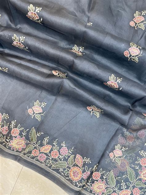 Pure Organza Chikankari Handloom Banarasi Saree | The Handlooms