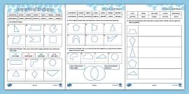 Properties of 2D Shapes Worksheet (teacher made) - Twinkl
