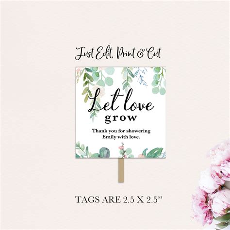 Let Love Grow Tags Printable Let Love Grow Tag Template - Etsy