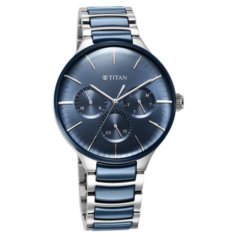 Buy Online Titan Ceramic Fusion Quartz Multifunction Blue Dial Silver ...