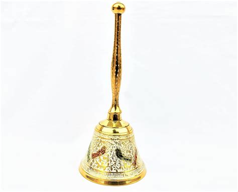 DEV POOJA STORE Brass Pooja Bell, Hand Bell/Multicolour Hand Bell for ...